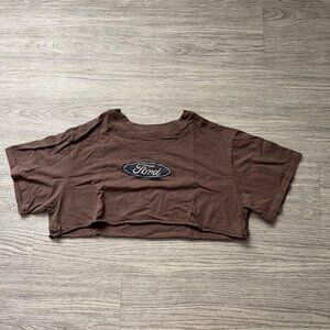 Forever 21 Women's Brown and Burgundy Crop-top